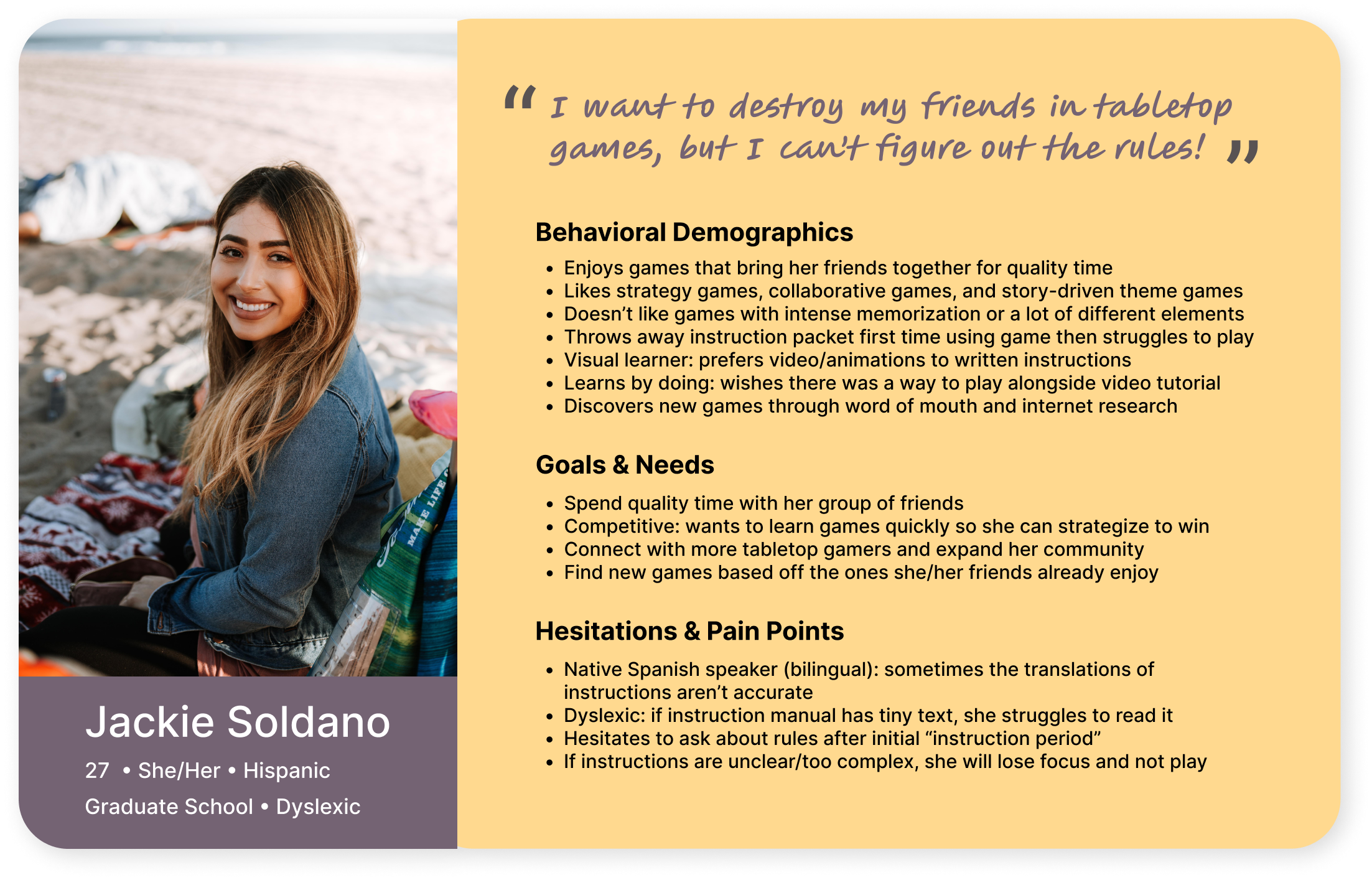 A user persona named Jackie.